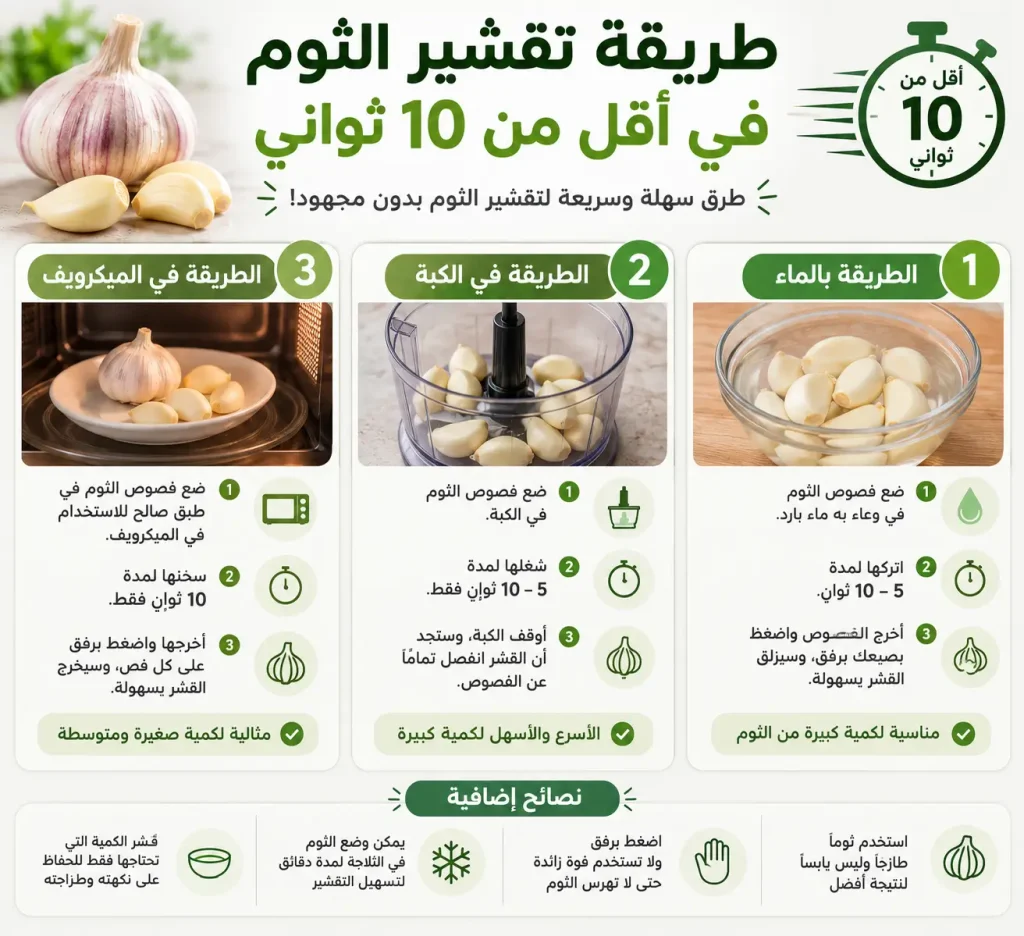 وفري وقتك وجهدك مع طريقة تقشير الثوم في أقل من 10 ثواني بالخطوات 5 طريقة تقشير الثوم في أقل من 10 ثواني - حيلة سحرية مجربة