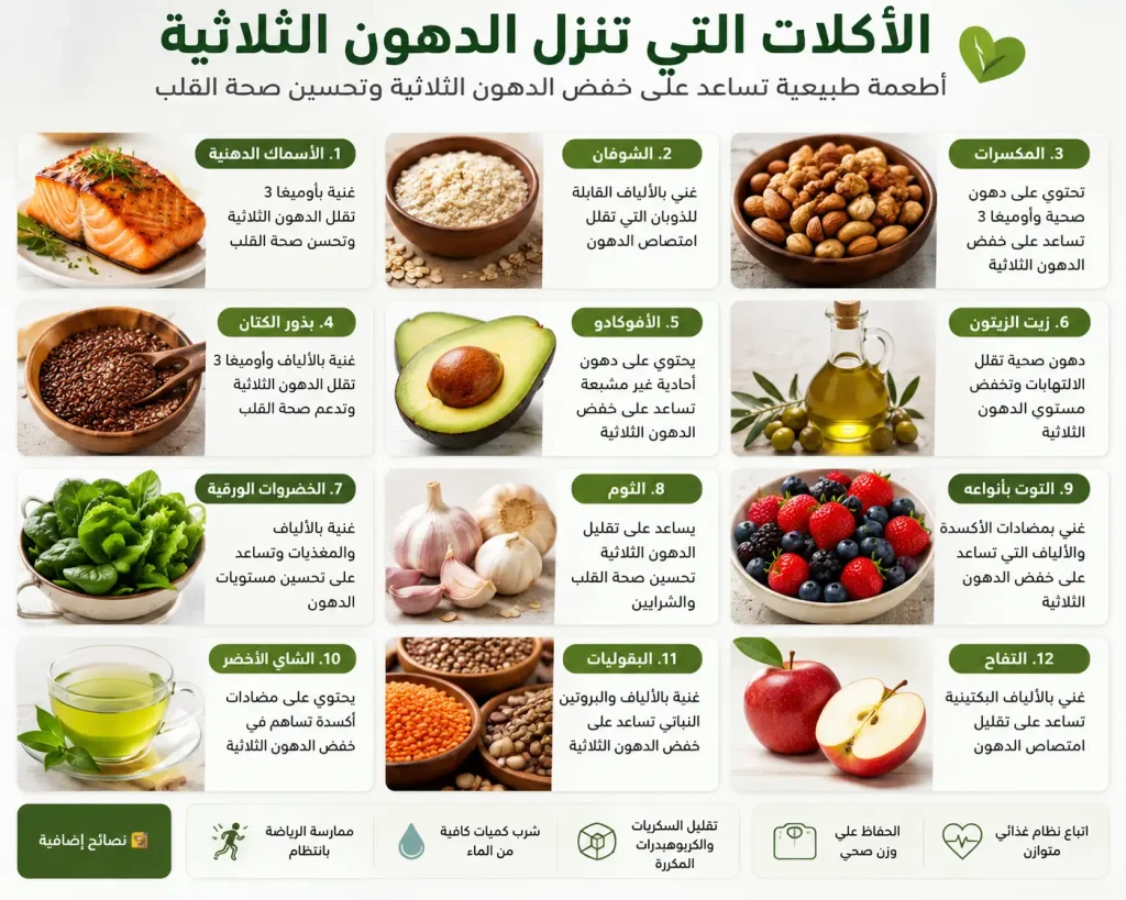 دليل التغذية العلاجية: ما هي الاكلات التي تنزل الدهون الثلاثية؟ 8 ما هي الاكلات التي تنزل الدهون الثلاثية - دليل طبي شامل