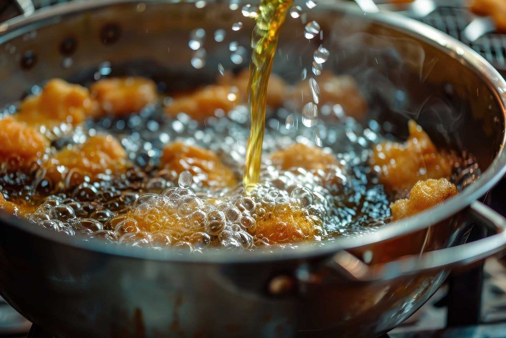 What is the normal temperature range for deep frying
