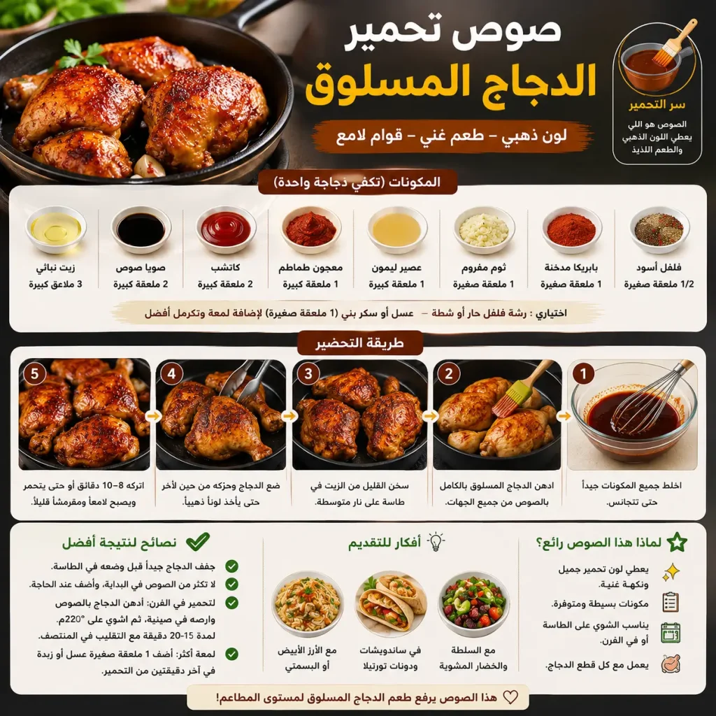أسرار صوص لتحمير الدجاج المسلوق - بطعم ورائحة الشواء